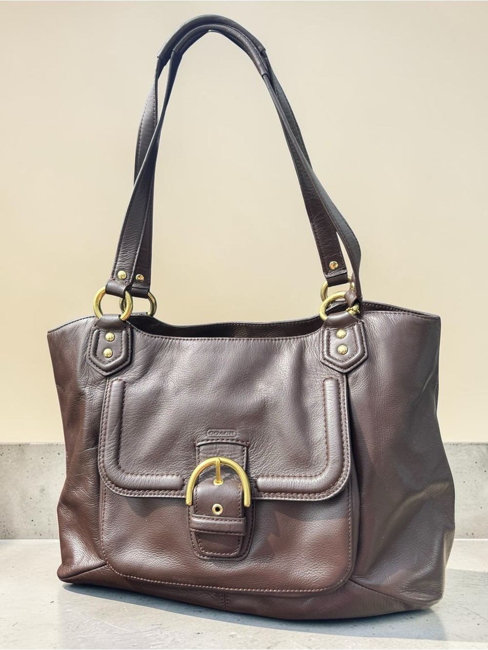 Vintage Coach Carryall - Brown Leather Shoulder Tote